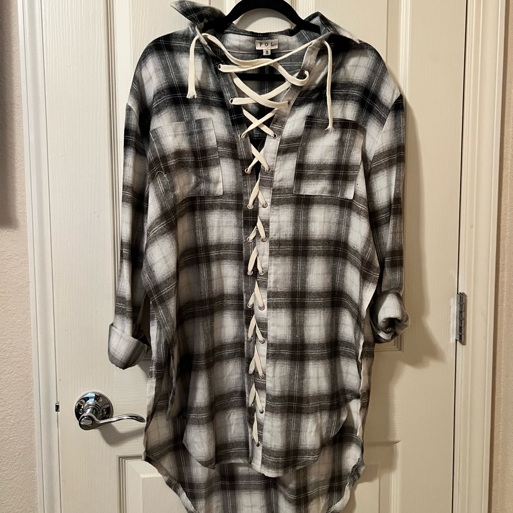 Tie up Flannel Dress